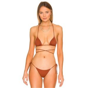 TROPIC OF C x REVOLVE PRAIA BIKINI BOTTOMS NWT SIZE LARGE IN COLOR COFFEE BEAN